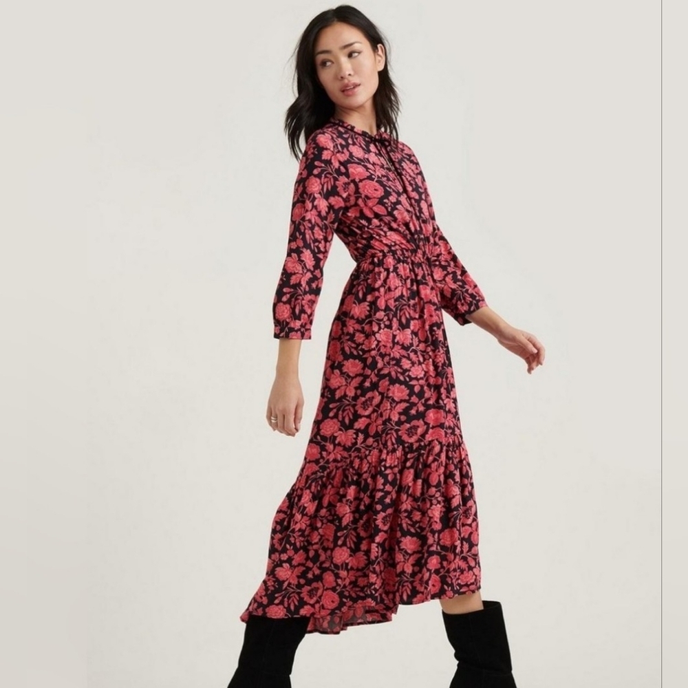 Lucky Brand Floral Pink And Black Dress